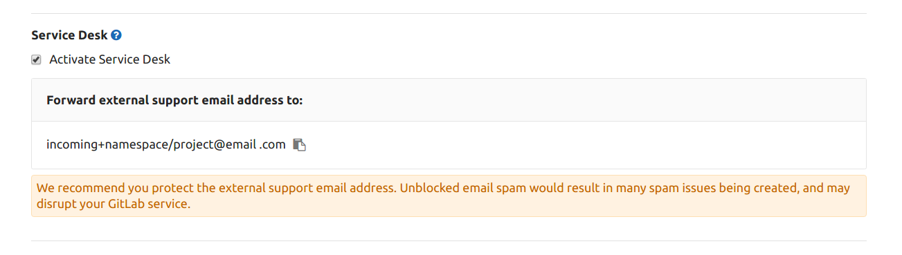 Service Desk enabled